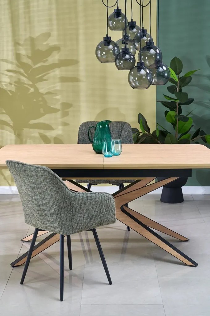Stół rozkładany JAMES 160(220)x90 dąb naturalny/czarny HALMAR