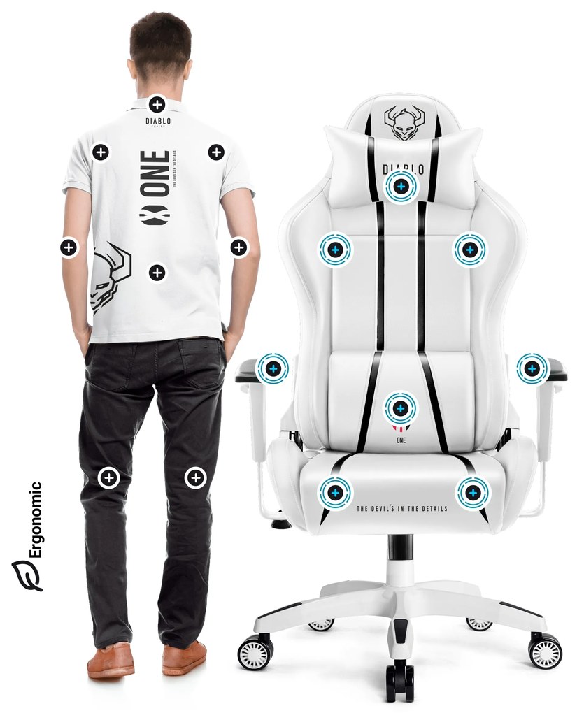 Fotel gamingowy Diablo X-One 2.0 King Size, biało-czarny