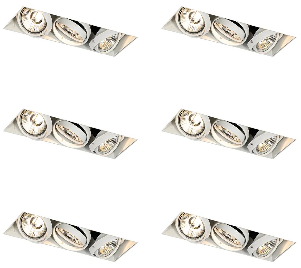 Zestaw 6 reflektorów wpuszczanych białe GU10 AR70 Trimless 3-punktowe - Oneon