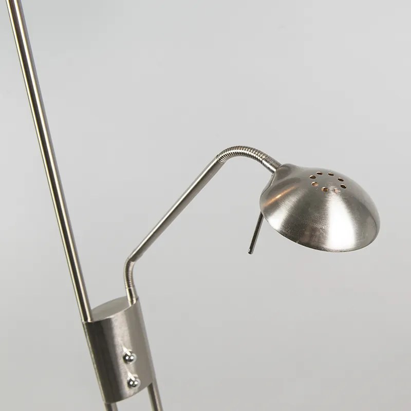 Lampa podłogowa ze stali i szarego klosza z regulowanym ramieniem do czytania - Luxor Nowoczesny Oswietlenie wewnetrzne