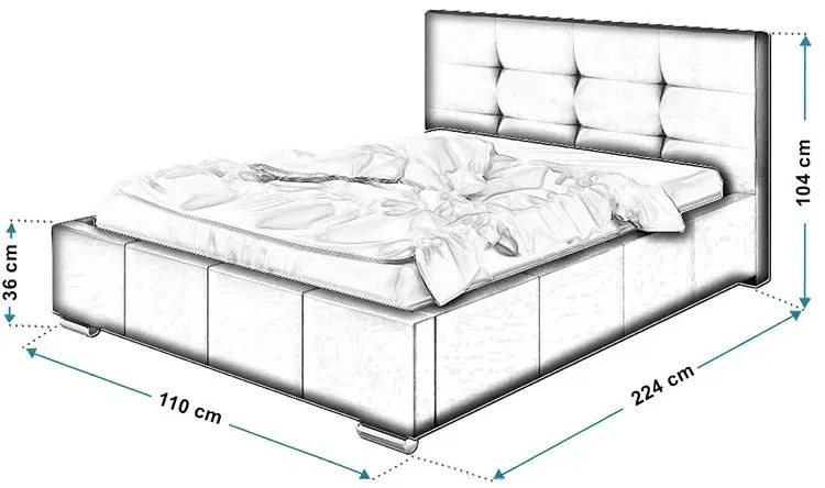Pojedyncze łóżko z pojemnikiem 90x200 Ringe 3X - 36 kolorów