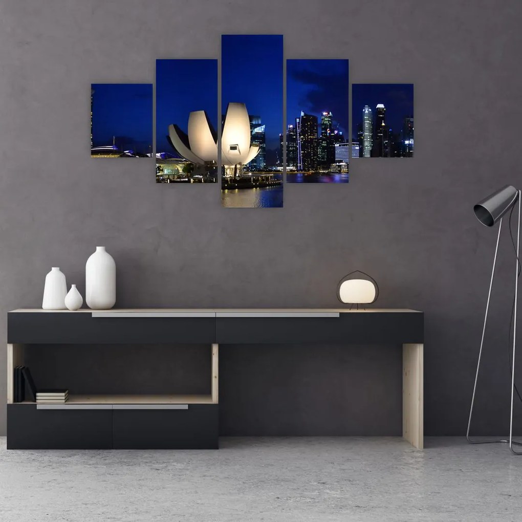 Obraz Singapuru nocą (125x70 cm)