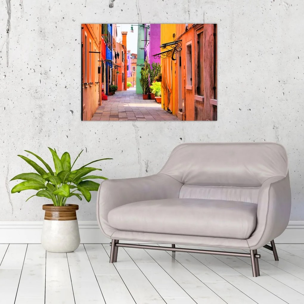 Obraz - Kolorowy dom w Burano, Wenecja (70x50 cm)