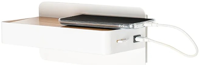 Nowoczesna lampa ścienna biała z LED, z USB i przełącznikiem - Ted Nowoczesny Oswietlenie wewnetrzne