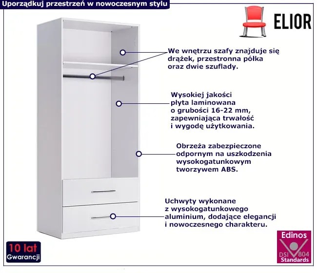 Biała dwudrzwiowa szafa uchylna Asoz