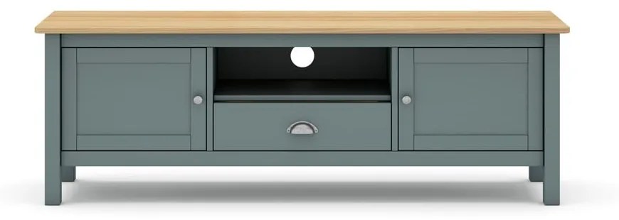 Szarozielona szafka pod TV z litego drewna sosnowego 158x53x40 cm Misti – Marckeric