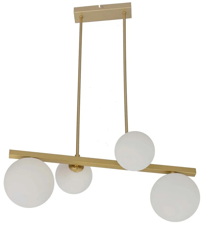 Lampa wisząca w biało-złotym kolorze ze szklanym kloszem Kama – Candellux Lighting