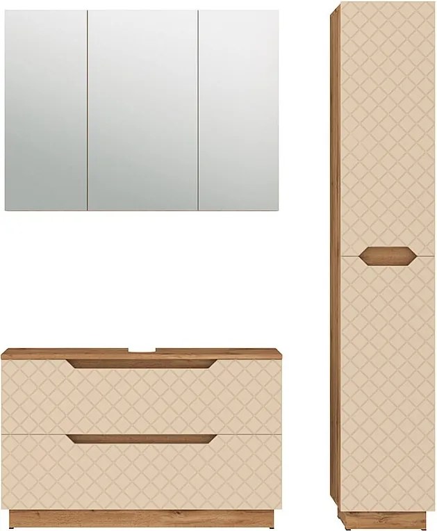 Zestaw mebli łazienkowych dąb/kaszmir ze strukturą płytek 99.4x32x62.5 lotta