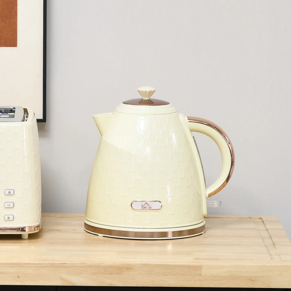 HOMCOM Czajnik, 2200W, okno widokowe, filtr, szybki czajnik, beżowy