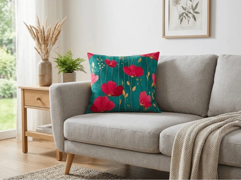 Bawełniana poszewka na poduszkę VIVIDELLE POLY 45x45 cm, zielona