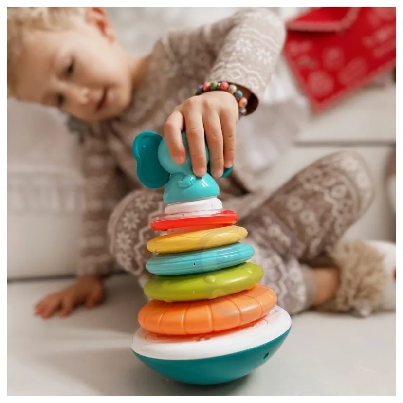 Woopie baby piramida wieża interaktywna słonik z obręczami grzechotka