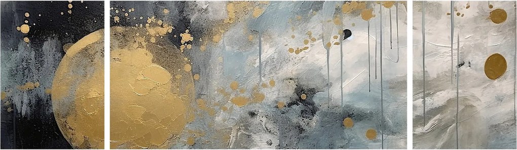 Obraz - Abstrakcja ze złotą kulą (170x50 cm)
