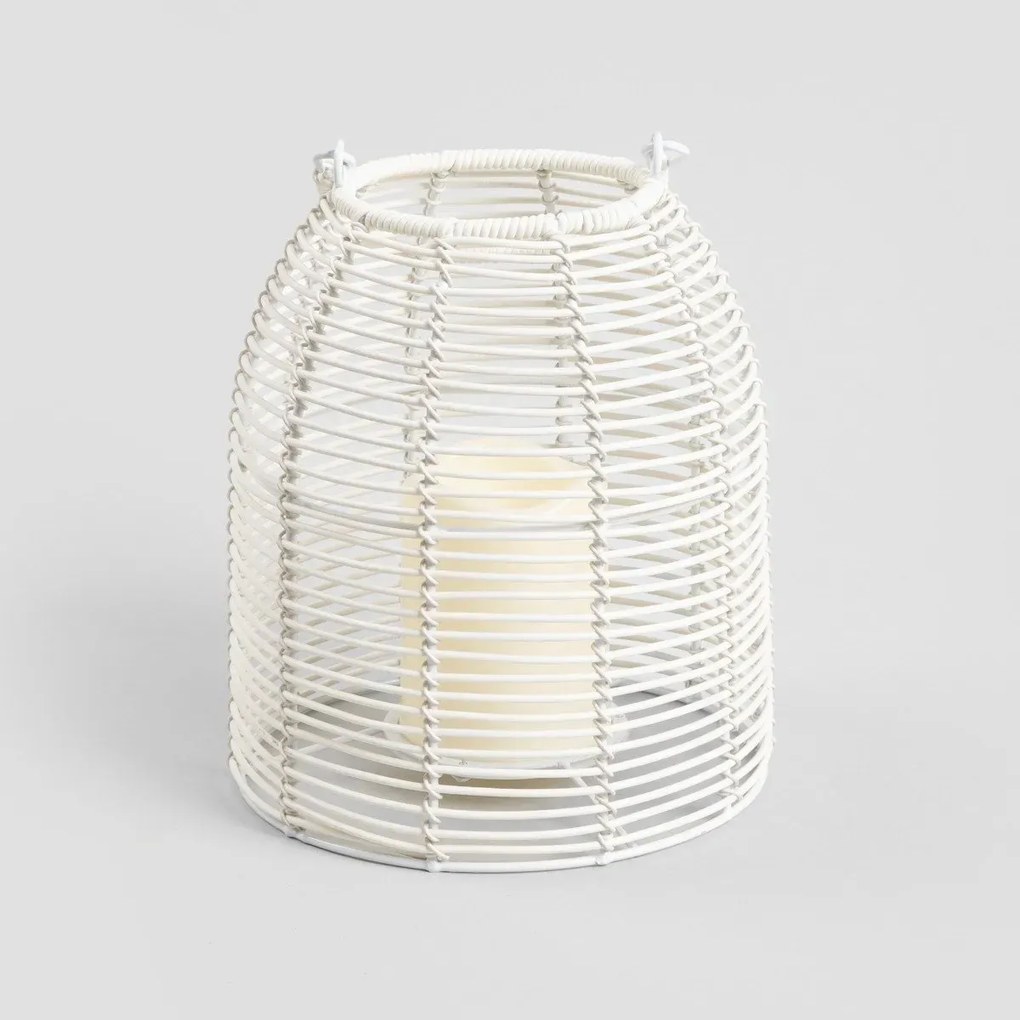 Lampion MODERN HAMPTONS ogrodowy ze świecą LED biały 19x21,5 cm HOMLA