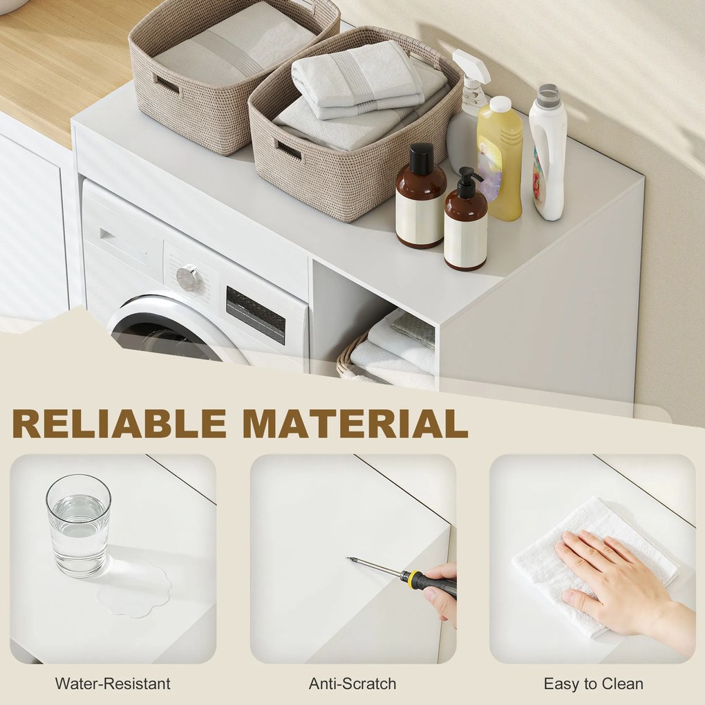 HOMCOM Szafka nad pralkę, organizer łazienkowy nad toaletę z otwartymi półkami do pralni, biały | Aosom PL