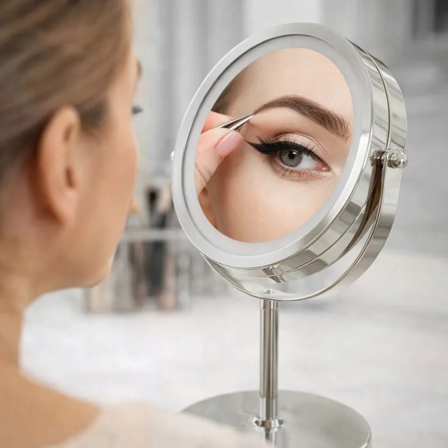 Lusterko Do Makijażu PREMIUM Kosmetyczne POWIĘKSZAJĄCE 10X Podświetlane LED