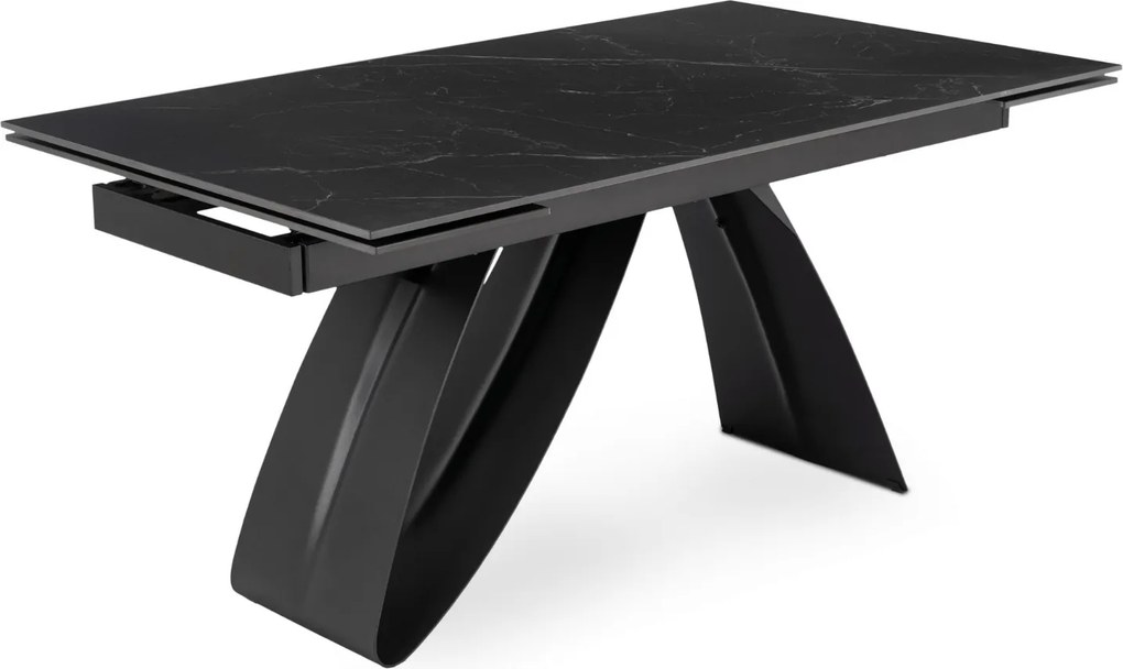 Ceramiczny stół z funkcją rozkładania Devon 160-220 cm, czarny marmur/czarny