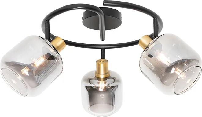 Plafon z reflektorami czarny z przydymionym szkłem okrągły 3-światła - Zuzanna