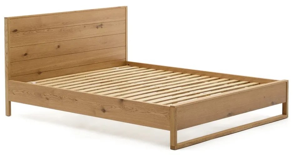 Łóżko dwuosobowe z litego drewna dębowego ze stelażem 180x200 cm Alguema – Kave Home