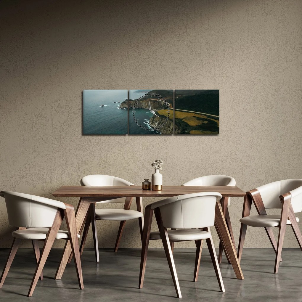 Obraz - Klif w oceanie (z zegarem) (90x30 cm)