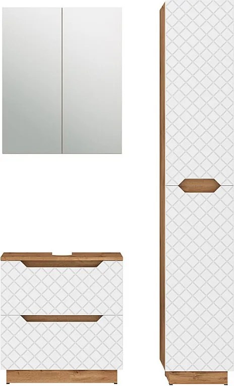 Zestaw mebli łazienkowych dąb/biały ze strukturą płytek 59.8x32x62.5 lotta