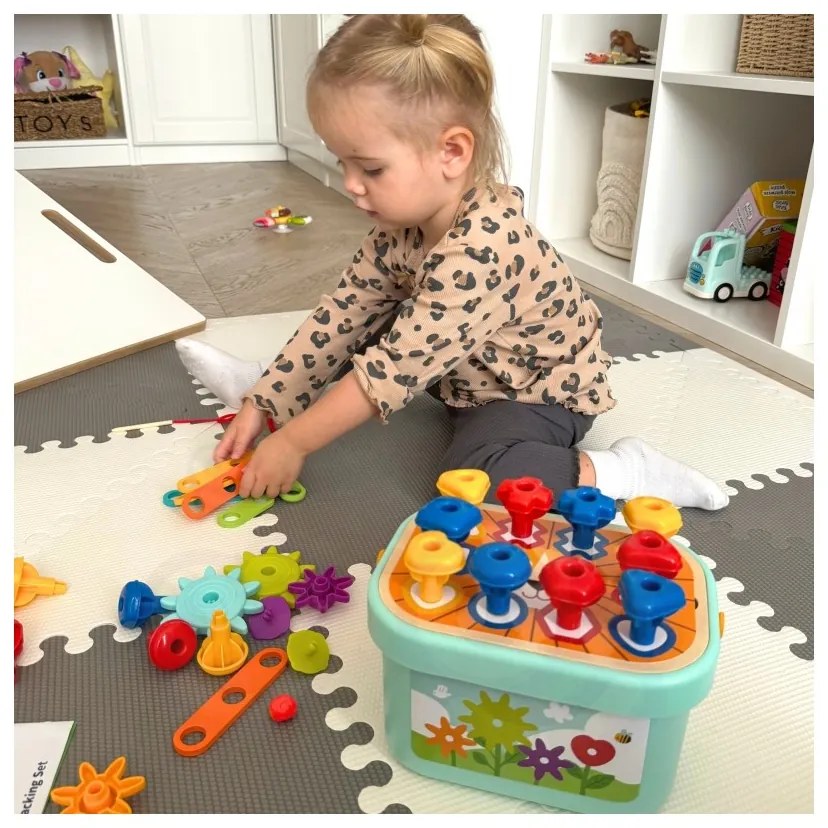 Woopie green konstrukcyjny box motoryczny montessori 12w1 fsc