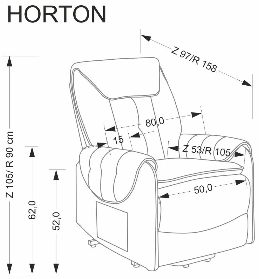 Fotel rozkładany elektrycznie HORTON beżowy z funkcją pionizacji HALMAR