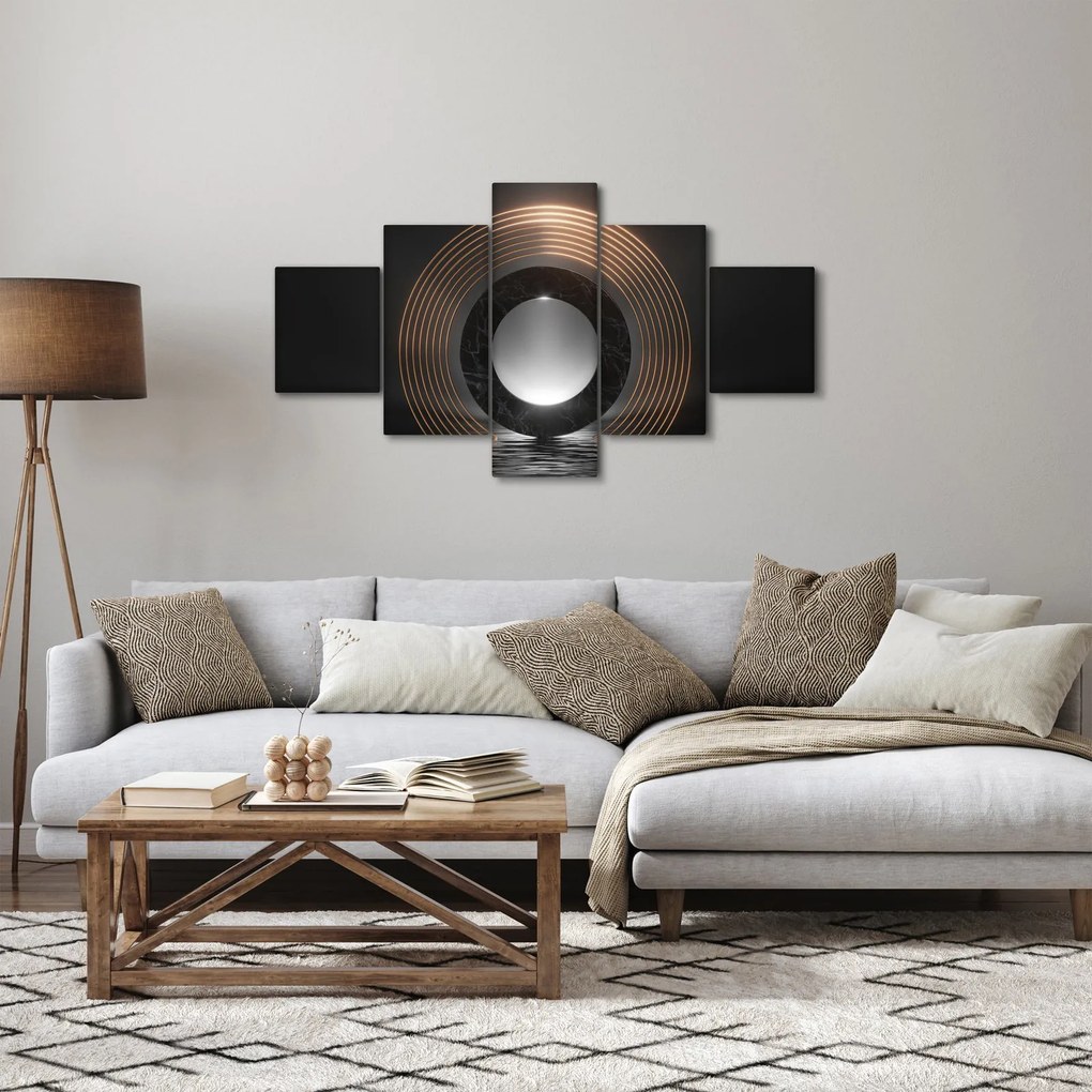 Obraz - Abstrakcja, księżyc nad wodą (125x70 cm)