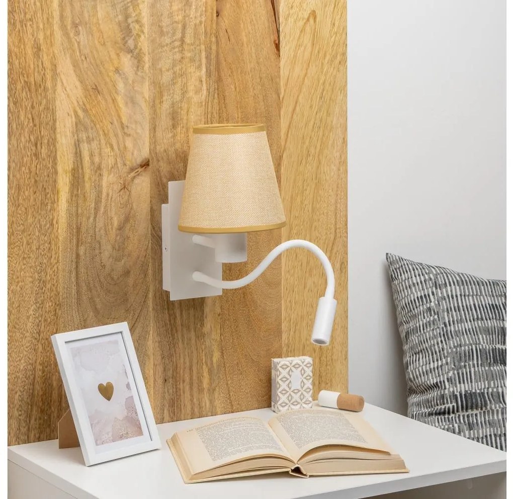 Brilagi - LED Kinkiet NUBILA 1xE27/25W/230V +LED/3W biały/jasnobrązowy