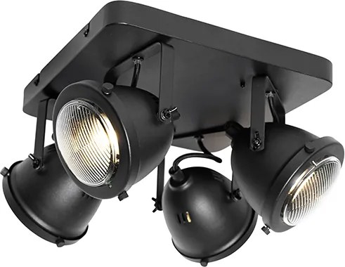 Industrialny reflektor czarny 4-światłowy - Emado