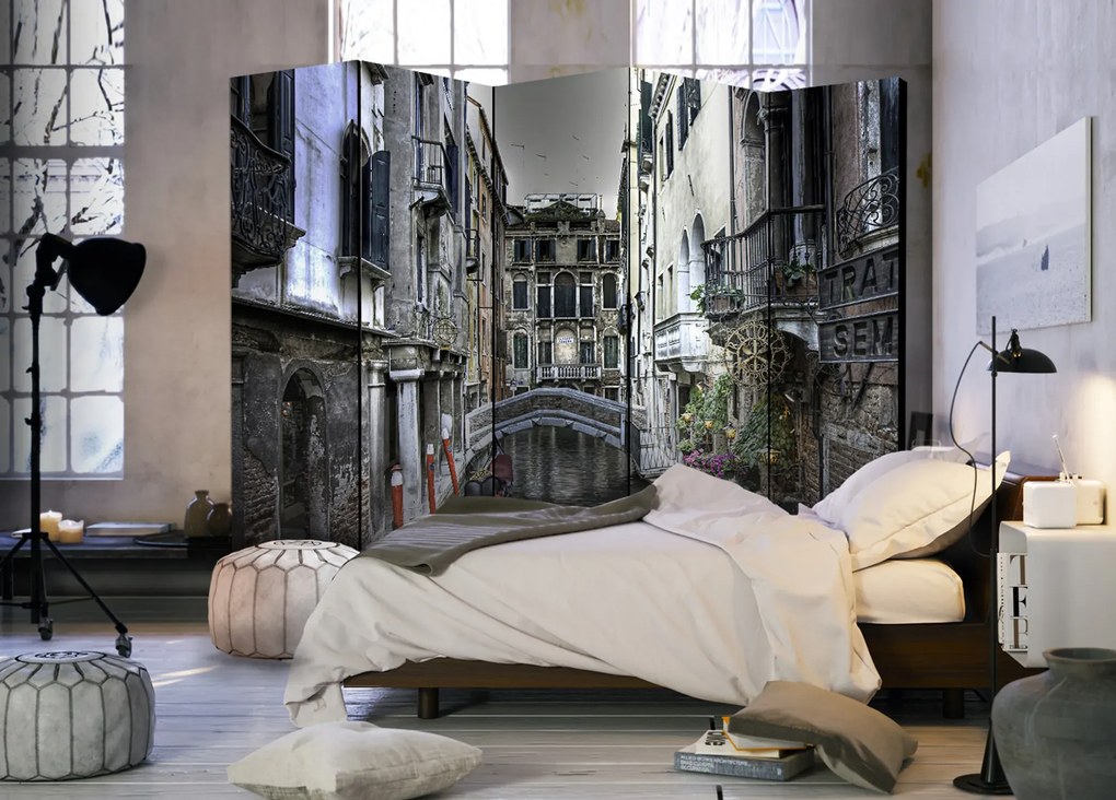 Parawan akustyczny Miasta 225x172 cm 5-częściowy szary ARTGEIST B