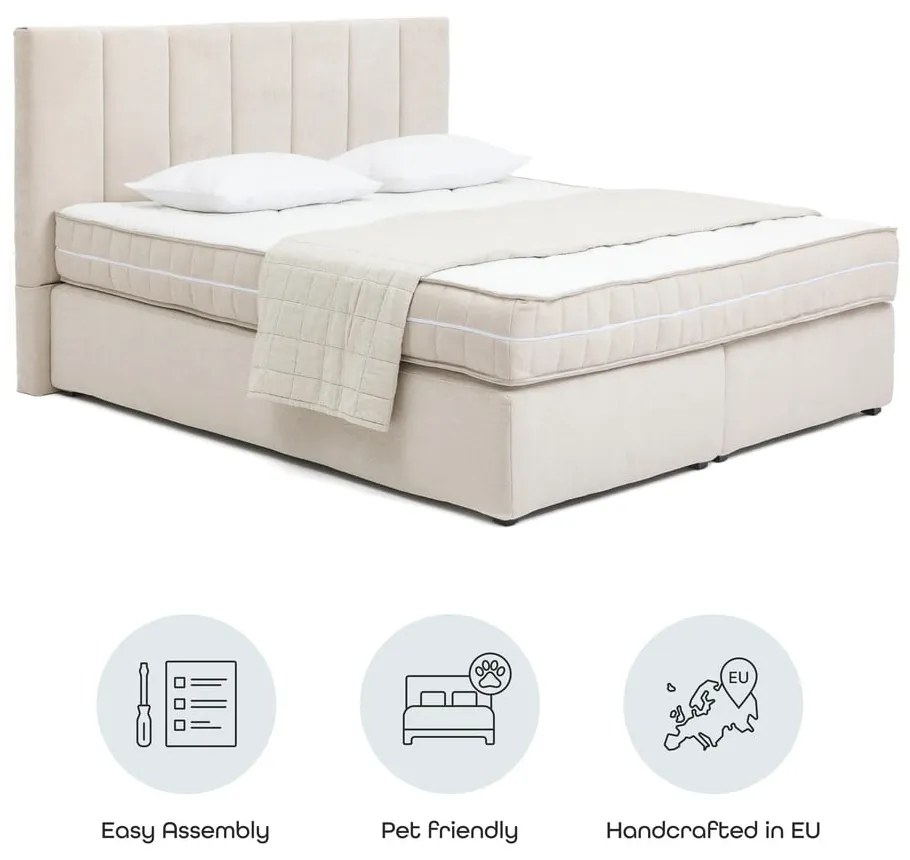 Beżowe łóżko kontynentalne 180x200 cm Olia Bold Line – Bonami Selection
