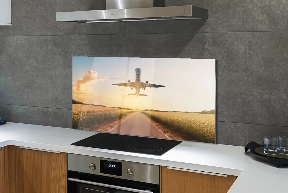 Panel nad Blat Kuchenny Samolot nad Miastem o Zmierzchu