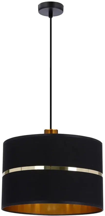 Lampa wisząca abażurowa w stylu glamour czarny + złoto - Z035-Gaspari