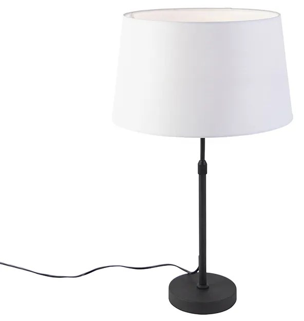 Lampa stołowa czarna z białym abażurem z lnu 35 cm regulowana - Parte