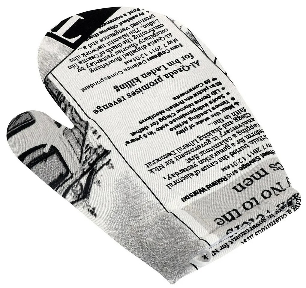 Bellatex Rękawica kuchenna Gazeta czarny, 28 x 18 cm
