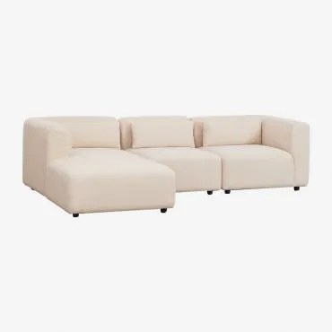 Sofa Modułowa Fogler 3-częściowa, Lewa, Z Leżanką Chenille Kremowy Beż - Sklum