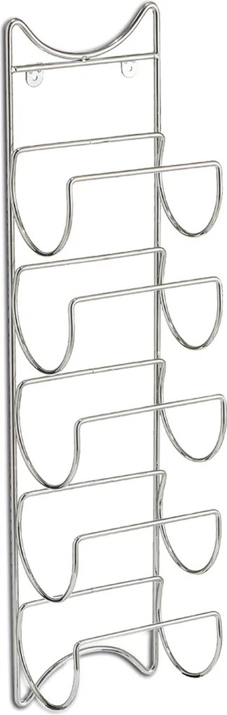 Metalowy stojak na wino montowany na ścianę, 5 butelek