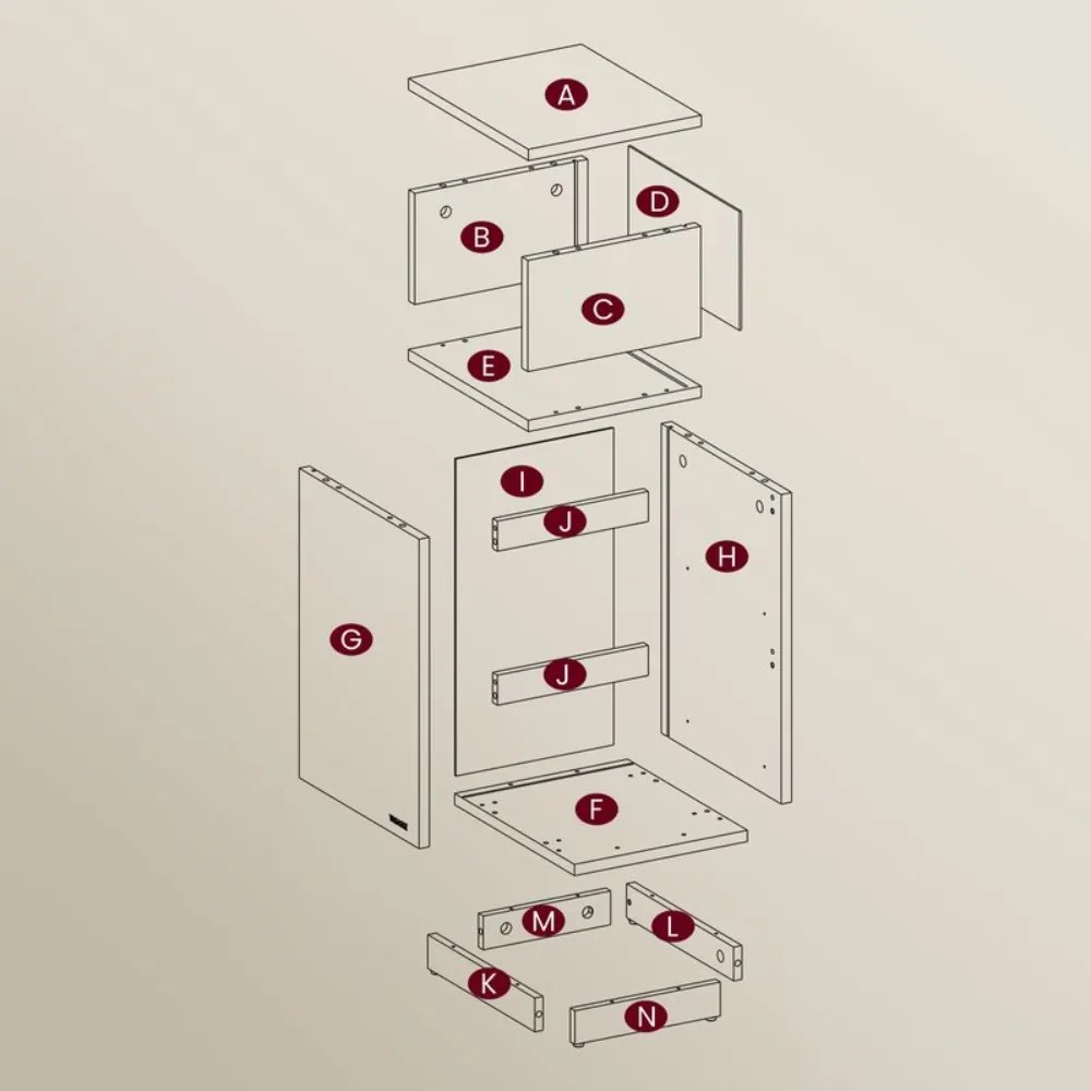 Szafka nocna ROBIN, 30x25x65cm, biała/beżowa Vasagle