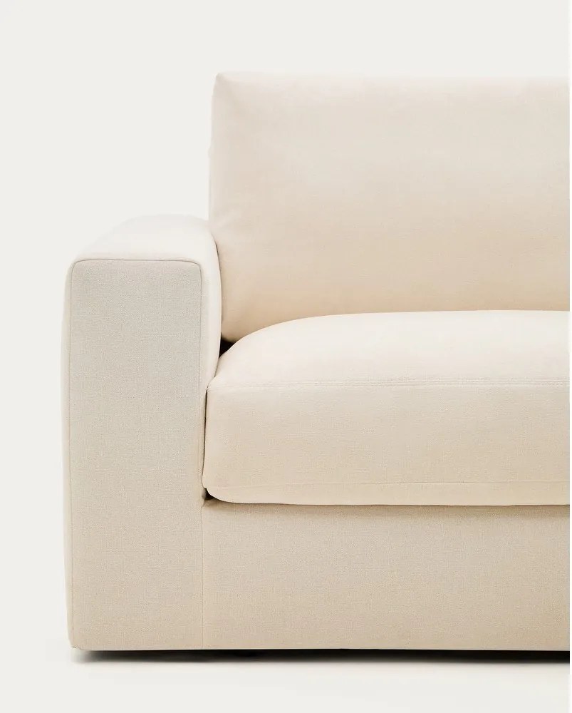 Beżowy narożnik z tkaniny szenilowej (prawostronny/z szezlongiem) Alea – Kave Home