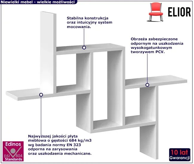 Biały skandynawski regał ścienny A4-E50