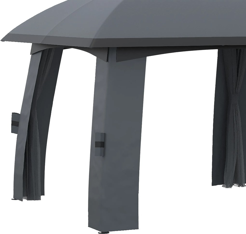 Outsunny Altana Ogrodowa 3x6m Namiot Imprezowy z Podwójnym Dachem i Ścianami Bocznymi Idealna na Zewnątrz Ciemnoszara | Aosom PL