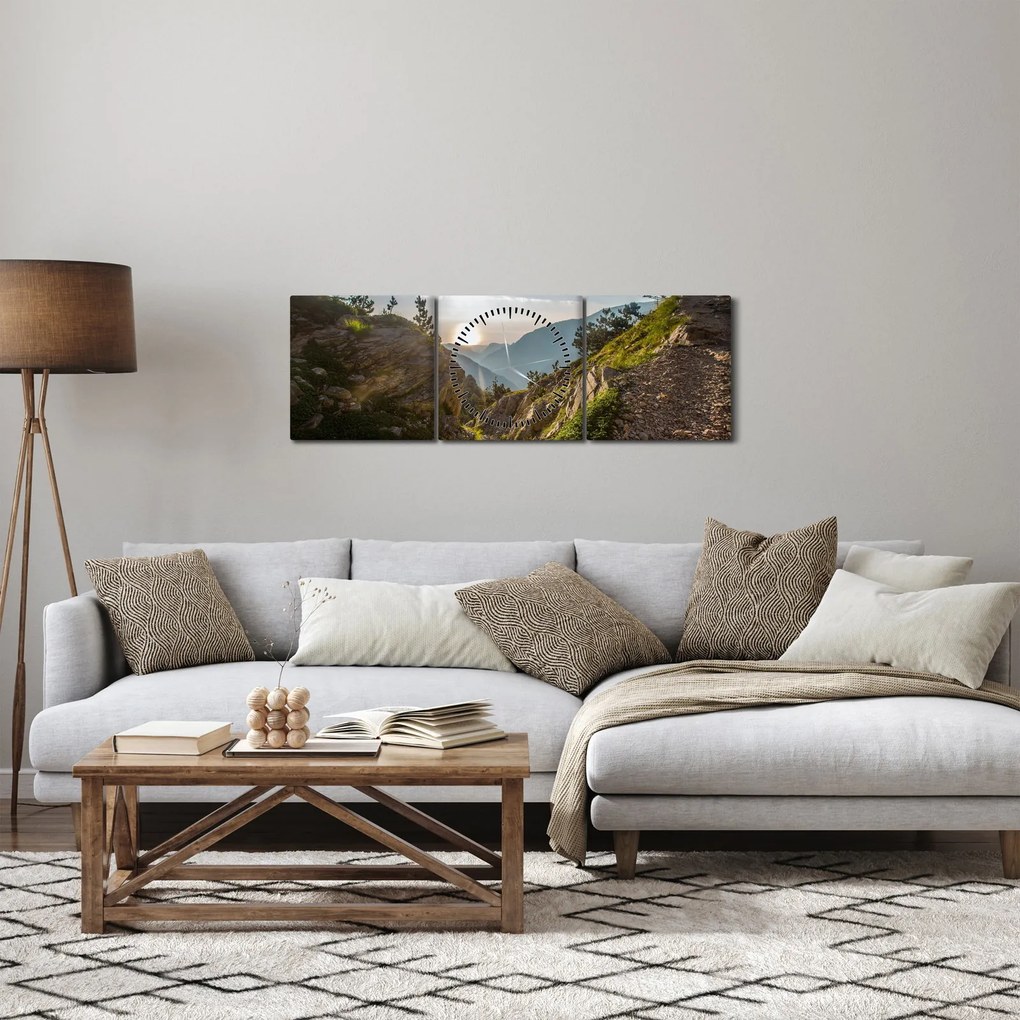 Obraz - Góra Olimp (z zegarem) (90x30 cm)
