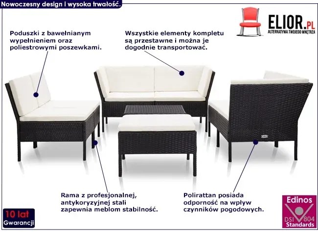 Zestaw mebli tarasowych z poduszkami - Naja 6X