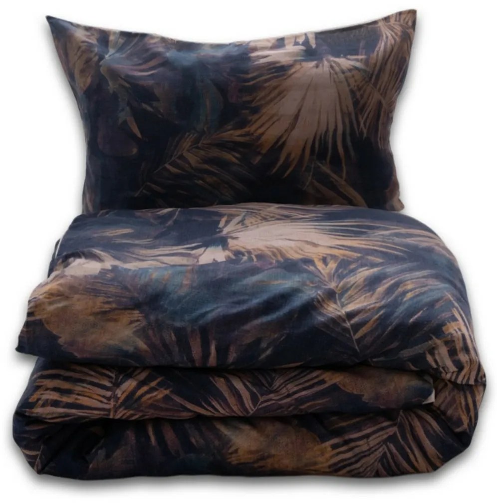 Pościel z mieszanki bawełny i lnu Wodne liście, 220 x 200 cm, 2x 70 x 80 cm