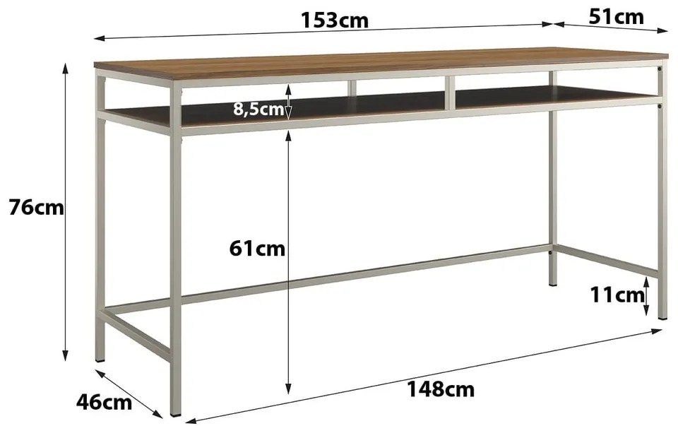 Biurko z blatem w dekorze orzecha 51x153 cm Bradford – Støraa