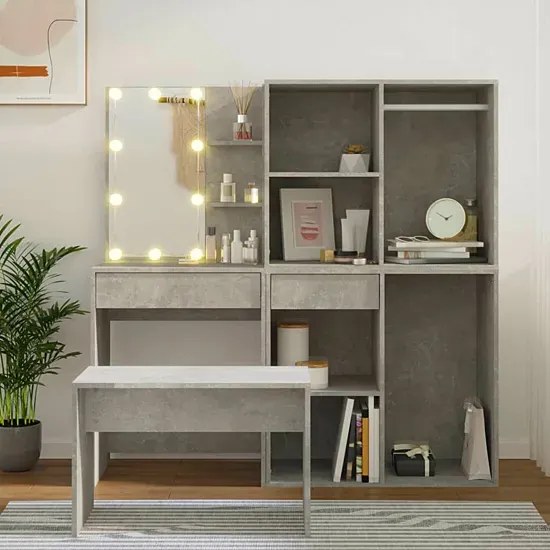 Komplet toaletki z led i szafkami beton K8-P07