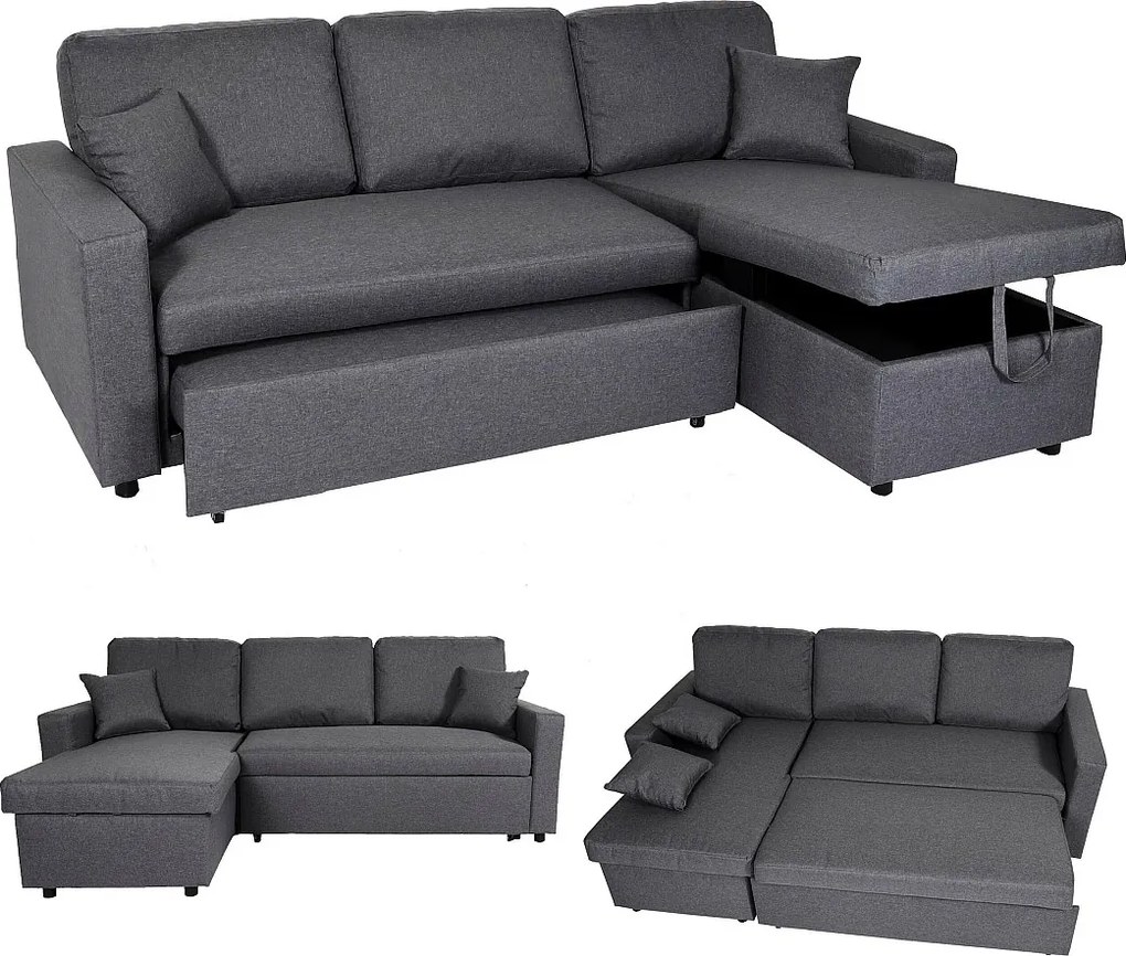 Sofa narożna z funkcją spania MCW-L17,  ciemnoszary