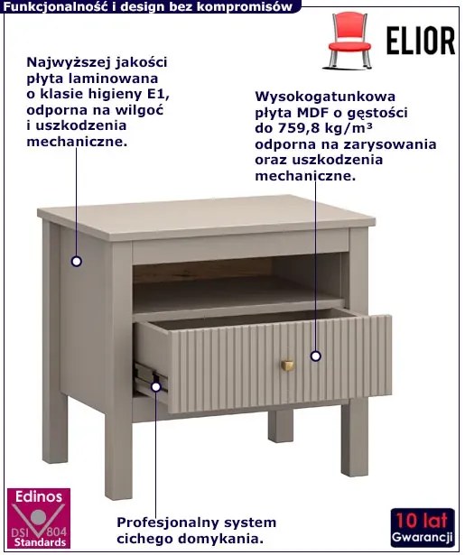 Szafka nocna z szufladą w kolorze taupe - Envilo 10X