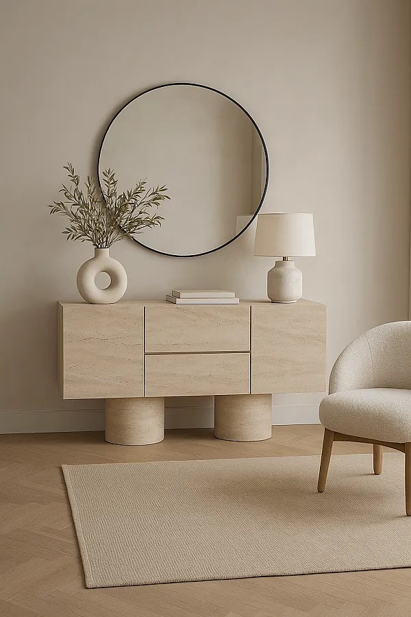 Komoda – 150 cm x 87 cm x 42 cm – trawertyn – płyta MDF