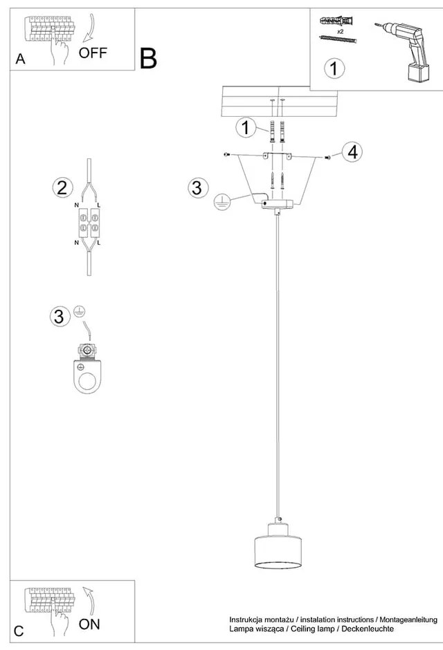 Czarna lampa wisząca ø 12 cm Alastro – Nice Lamps